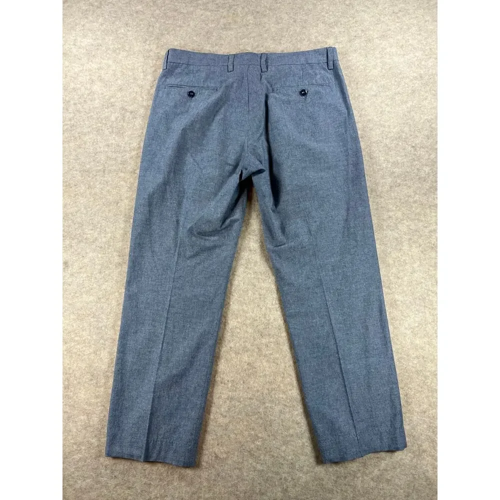 J. Crew Factory Men's Bedford Chambray Blue Dress Pants Size 34x30 (35x28.5)